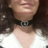 COLLAR CHOKER CON CORAZÓN  BRILLANTES Y ELEGANTE PENDIENTE BDSM TRISKEL 7297